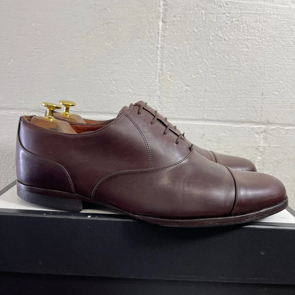 Wolf And Shepherd 9717 Brown Leather Cap Toe Oxford Dress‎ Shoes Men's 11 D